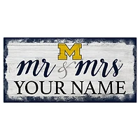 Michigan Wolverines 6" x 12" Personalized Mr. & Mrs. Script Sign