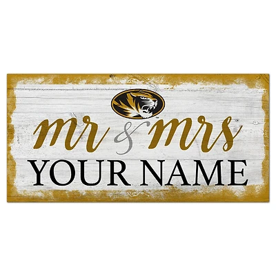 Missouri Tigers 6" x 12" Personalized Mr. & Mrs. Script Sign