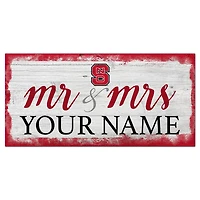 NC State Wolfpack 6" x 12" Personalized Mr. & Mrs. Script Sign