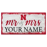 Nebraska Huskers 6" x 12" Personalized Mr. & Mrs. Script Sign