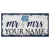 North Carolina Tar Heels 6" x 12" Personalized Mr. & Mrs. Script Sign