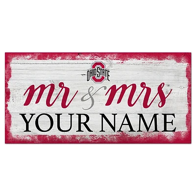 Ohio State Buckeyes 6" x 12" Personalized Mr. & Mrs. Script Sign