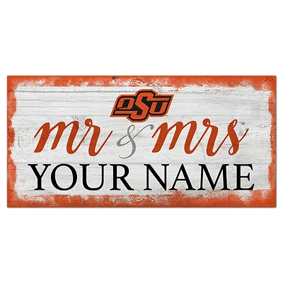 Oklahoma State Cowboys 6" x 12" Personalized Mr. & Mrs. Script Sign