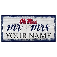 Ole Miss Rebels 6" x 12" Personalized Mr. & Mrs. Script Sign
