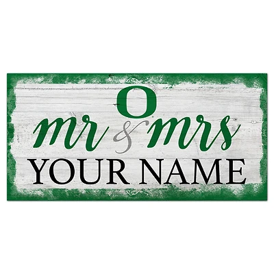 Oregon Ducks 6" x 12" Personalized Mr. & Mrs. Script Sign