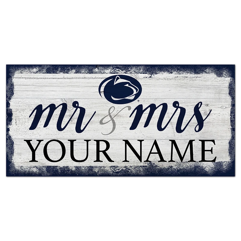 Penn State Nittany Lions 6" x 12" Personalized Mr. & Mrs. Script Sign