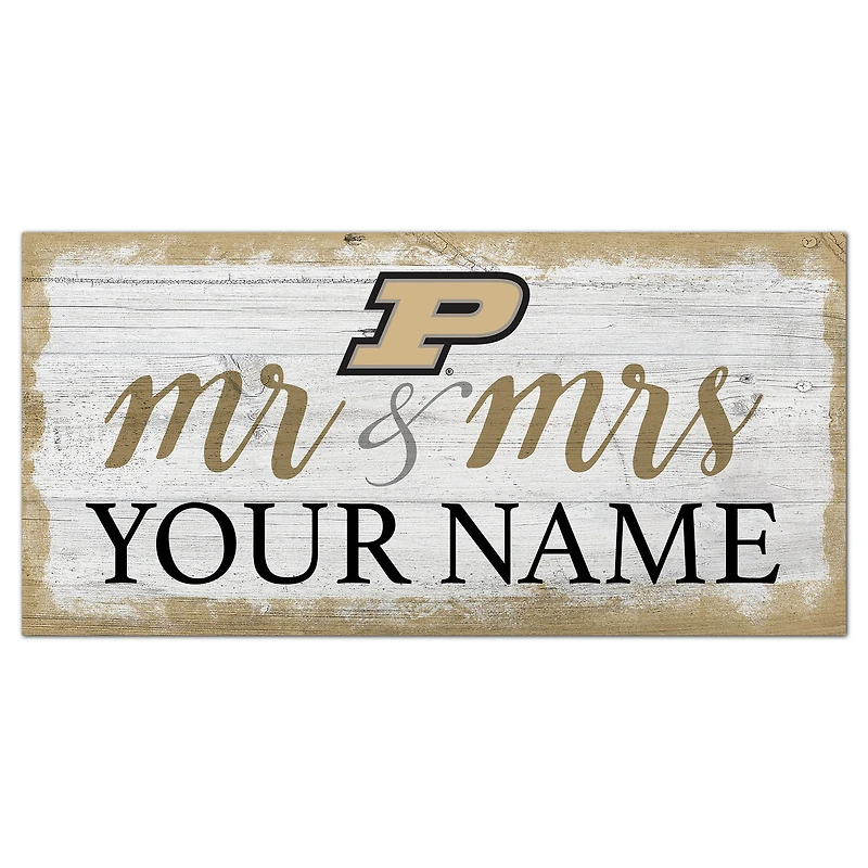 Purdue Boilermakers 6" x 12" Personalized Mr. & Mrs. Script Sign