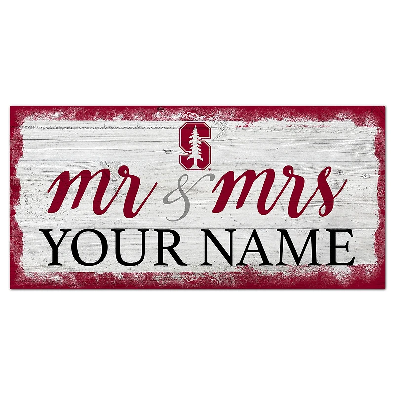 Stanford Cardinal 6" x 12" Personalized Mr. & Mrs. Script Sign