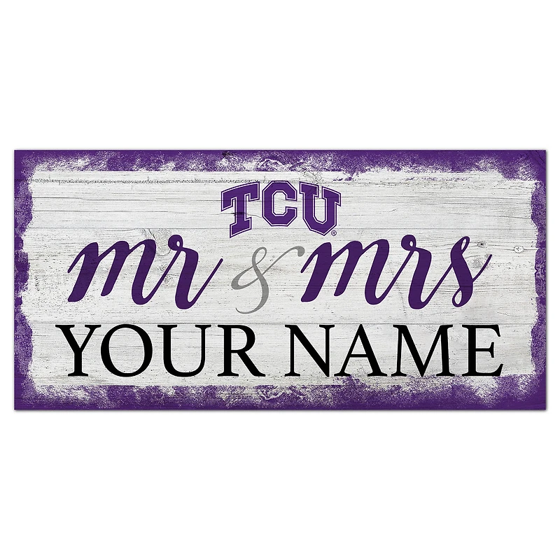 TCU Horned Frogs 6" x 12" Personalized Mr. & Mrs. Script Sign