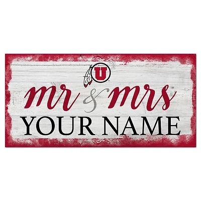 Utah Utes 6" x 12" Personalized Mr. & Mrs. Script Sign