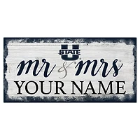 Utah State Aggies 6" x 12" Personalized Mr. & Mrs. Script Sign