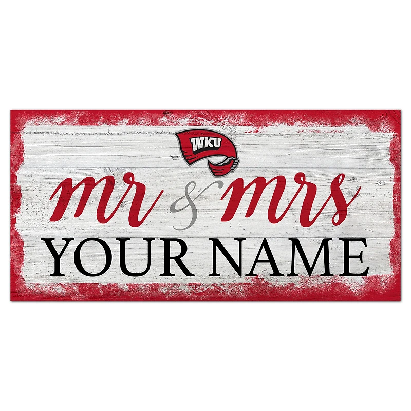 Western Kentucky Hilltoppers 6" x 12" Personalized Mr. & Mrs. Script Sign