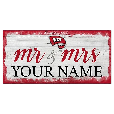 Western Kentucky Hilltoppers 6" x 12" Personalized Mr. & Mrs. Script Sign