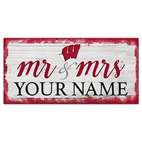 Wisconsin Badgers 6" x 12" Personalized Mr. & Mrs. Script Sign