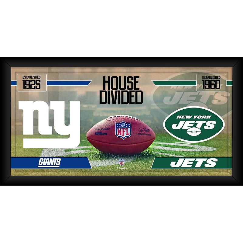 New York Jets vs. New York Giants Framed 10" x 20" House Divided Football Collage