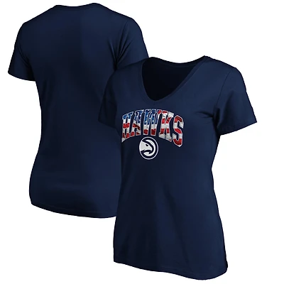 Women's Navy Atlanta Hawks Banner Wave V-Neck T-Shirt