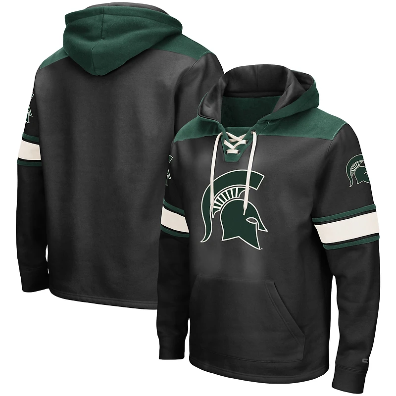Men's Colosseum Black Michigan State Spartans 2.0 Lace-Up Pullover Hoodie
