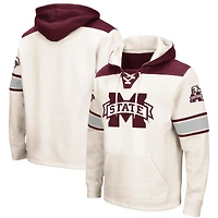 Men's Colosseum Cream Mississippi State Bulldogs 2.0 Lace-Up Pullover Hoodie
