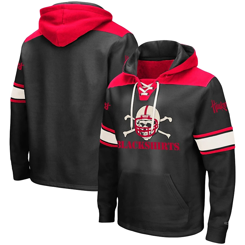 Men's Colosseum Black Nebraska Huskers 2.0 Lace-Up Pullover Hoodie