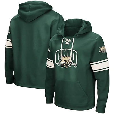 Men's Colosseum Green Ohio Bobcats 2.0 Lace-Up Pullover Hoodie