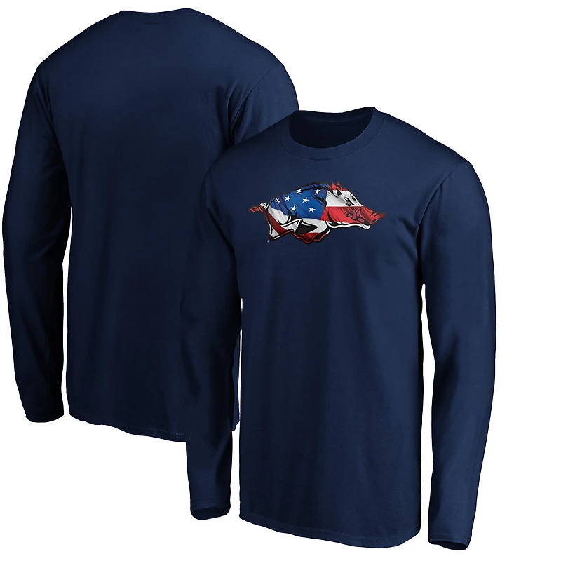 Men's Navy Arkansas Razorbacks Banner Wave Long Sleeve T-Shirt