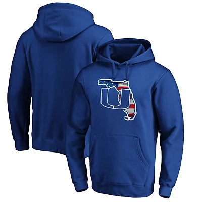 Men's Royal Miami Hurricanes Banner State Pullover Hoodie
