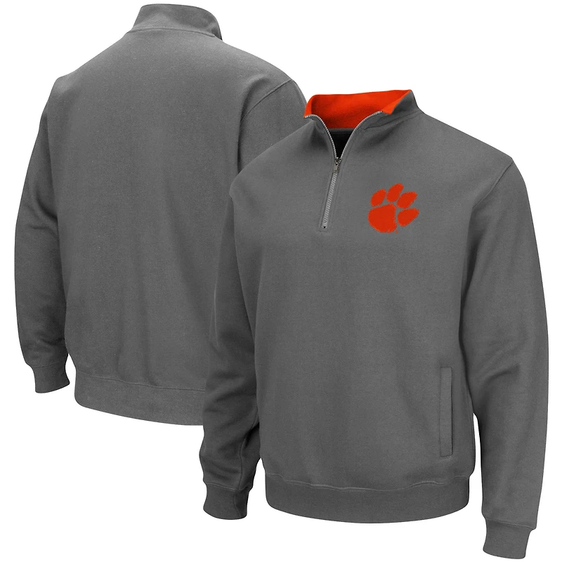 Men's Colosseum Charcoal Clemson Tigers Tortugas Logo Quarter-Zip Pullover Jacket