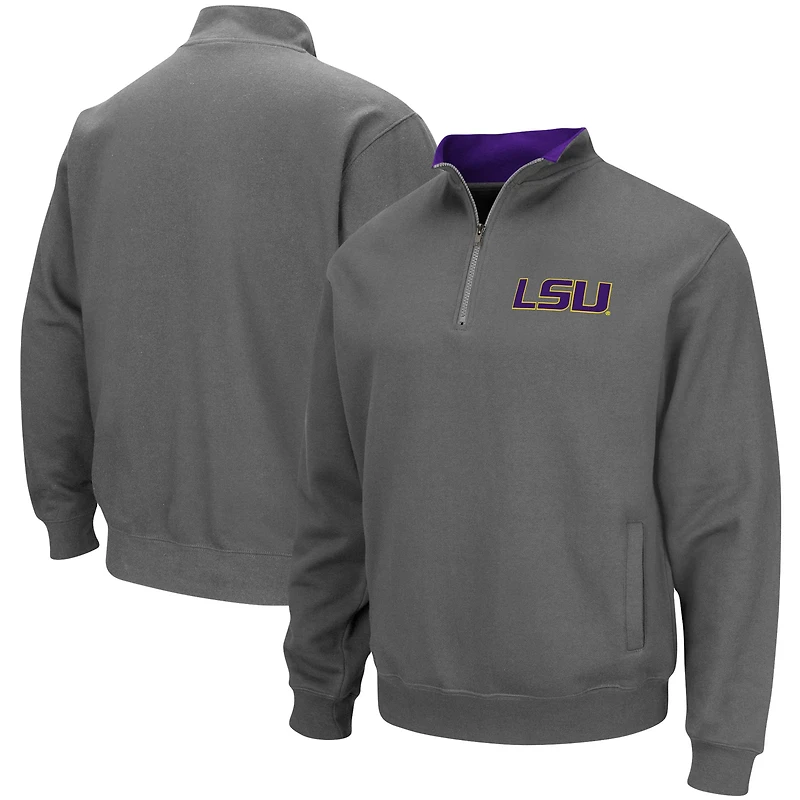 Men's Colosseum Charcoal LSU Tigers Tortugas Logo Quarter-Zip Jacket