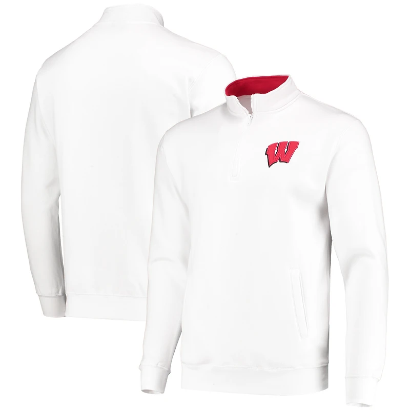 Men's Colosseum White Wisconsin Badgers Tortugas Logo Quarter-Zip Jacket