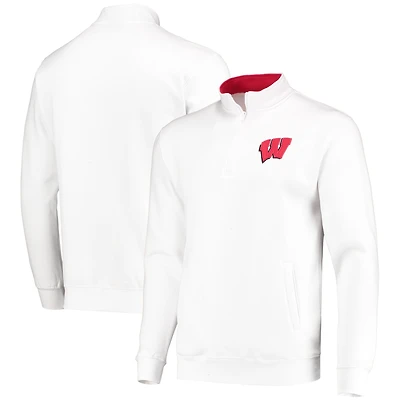 Men's Colosseum White Wisconsin Badgers Tortugas Logo Quarter-Zip Jacket