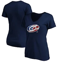 Women's Navy Carolina Hurricanes Banner Wave Logo V-Neck T-Shirt T-Shirt