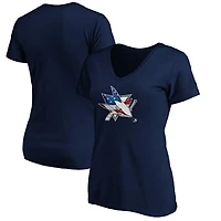 Women's Navy San Jose Sharks Banner Wave Logo V-Neck T-Shirt T-Shirt