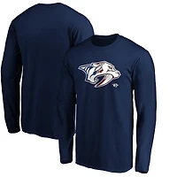Men's Navy Nashville Predators Banner Wave Logo Long Sleeve T-Shirt