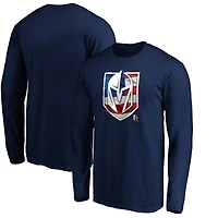 Men's Navy Vegas Golden Knights Banner Wave Logo Long Sleeve T-Shirt