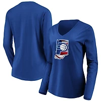 Women's Royal Indiana Pacers Banner State Long Sleeve V-Neck T-Shirt