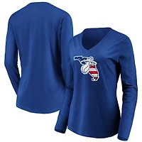 Women's Royal Miami Heat Banner State Long Sleeve V-Neck T-Shirt