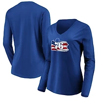Women's Royal Philadelphia 76ers Banner State Long Sleeve V-Neck T-Shirt