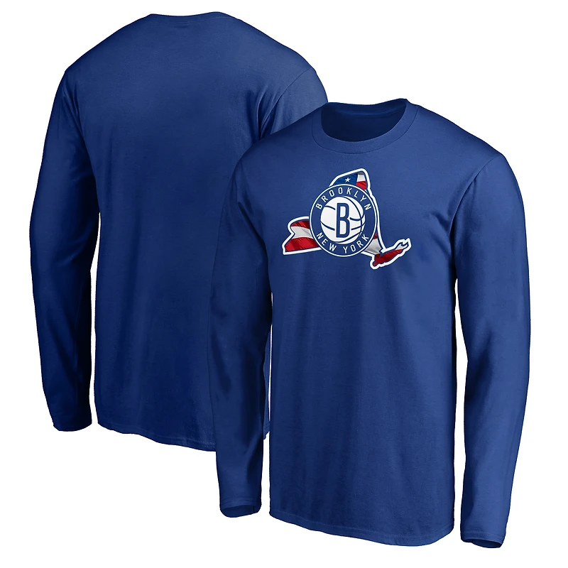 Men's Royal Brooklyn Nets Banner State Long Sleeve T-Shirt