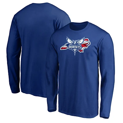 Men's Royal Charlotte Hornets Banner State Long Sleeve T-Shirt
