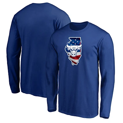 Men's Royal Chicago Bulls Banner State Long Sleeve T-Shirt