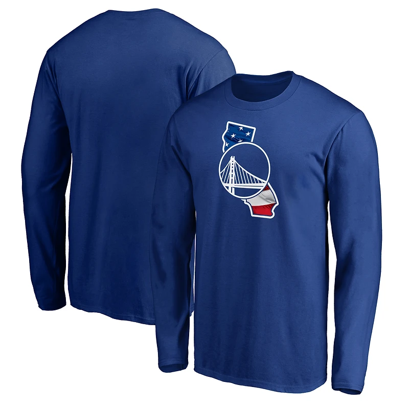 Men's Royal Golden State Warriors Banner State Long Sleeve T-Shirt