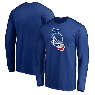 Men's Royal Golden State Warriors Banner State Long Sleeve T-Shirt