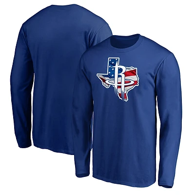 Men's Royal Houston Rockets Banner State Long Sleeve T-Shirt
