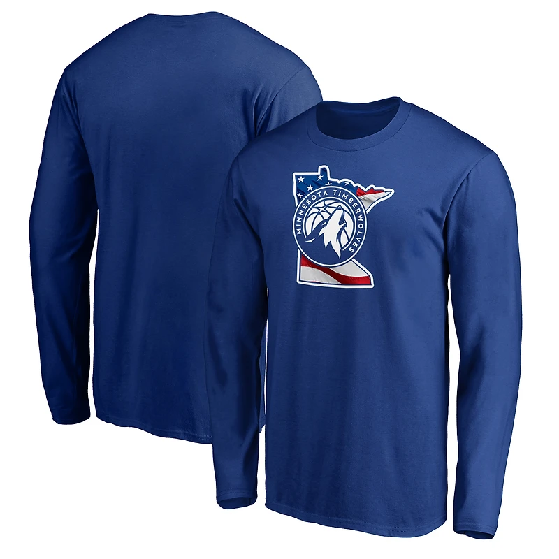 Men's Royal Minnesota Timberwolves Banner State Long Sleeve T-Shirt
