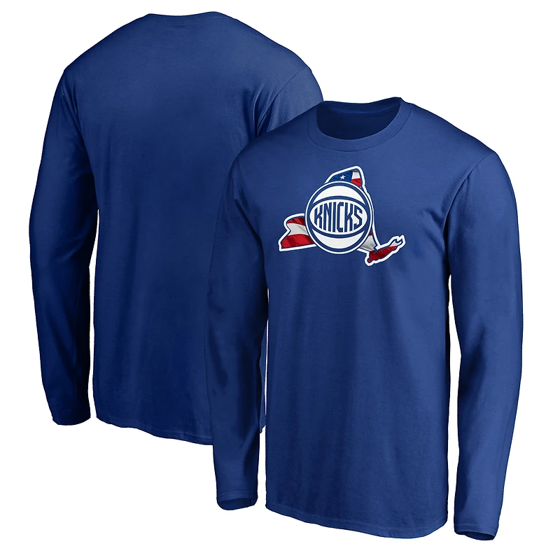Men's Royal New York Knicks Banner State Long Sleeve T-Shirt