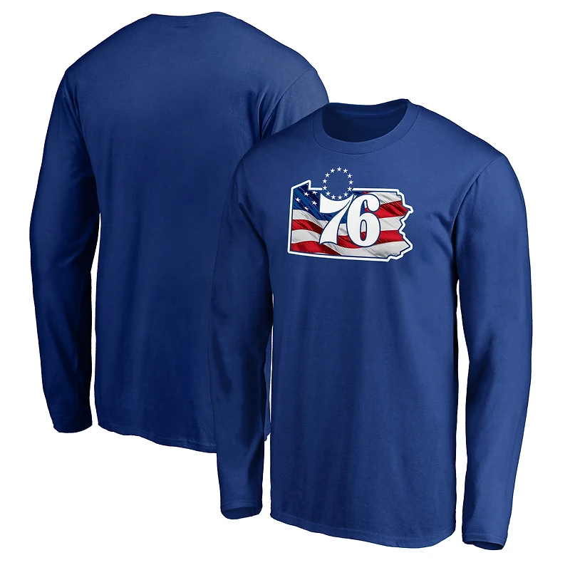 Men's Royal Philadelphia 76ers Banner State Long Sleeve T-Shirt