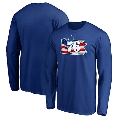 Men's Royal Philadelphia 76ers Banner State Long Sleeve T-Shirt