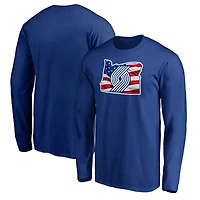 Men's Royal Portland Trail Blazers Banner State Long Sleeve T-Shirt