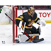 Thatcher Demko Vancouver Canucks Unsigned Black Alternate Jersey Photograph