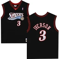Allen Iverson Philadelphia 76ers Autographed Black Mitchell and Ness 2000-01 Hardwood Classic Swingman Jersey